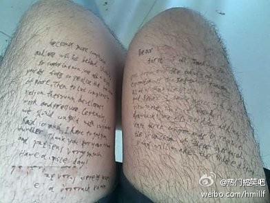 这汗毛....在这腿上写答案太隐蔽，太安全了。  这汗毛....在这腿上写答案太隐蔽，太安全了。  这汗毛....在这腿上写答案太隐蔽，太安全了。  