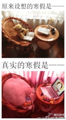 真实的与想象的寒假生活对比